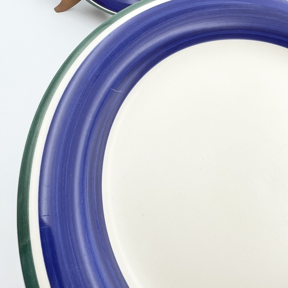 Vintage‎ 1990s Gibson Oceanside Blue Green Stripe Dinner Plates Set of 2 - Picture 7 of 14